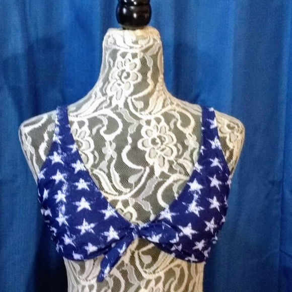 Xhilaration Blue with stars bikini TOP - Picture 1 of 7
